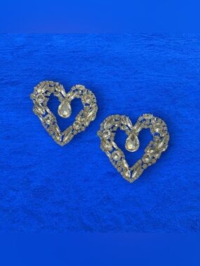 Sassy Jones Bling Heart Earrings - Clear Rhinestone Hearts